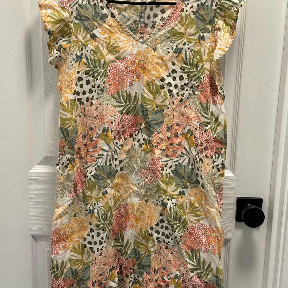 Tropical Leaf Print Dress